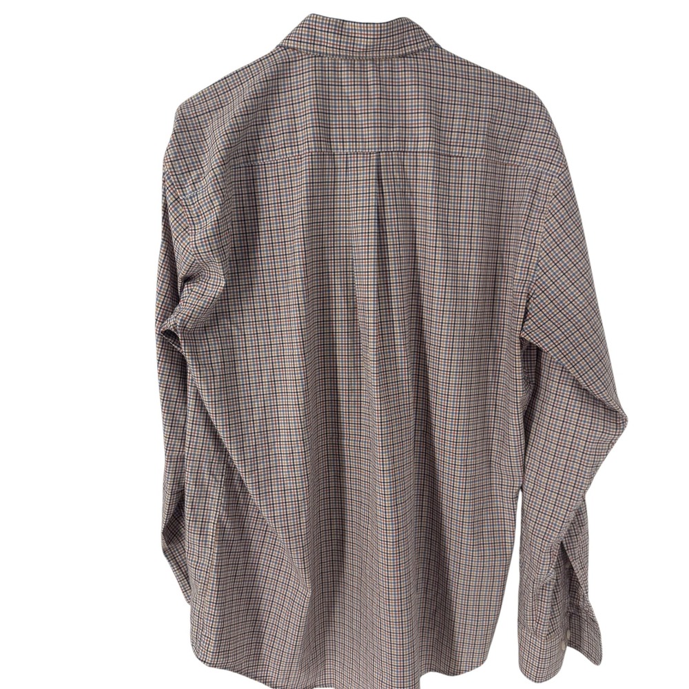Peter Millar Mens Large Plaid Button Down Shirt Blue Orange Stretch Performance - Picture 3 of 10
